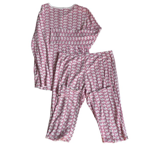 Roller Rabbit Pink Hathi Pink Elephant Pima Cotton PJ Set M - Picture 6 of 7